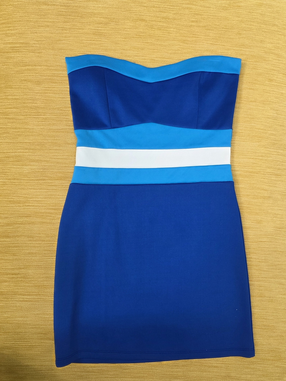 5th Culture Strapless Blue & Aqua Colorblock Bodycon Dress Small/medium Stretch